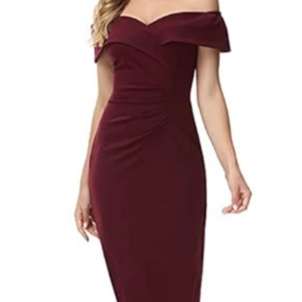 Formal dark red midi dress